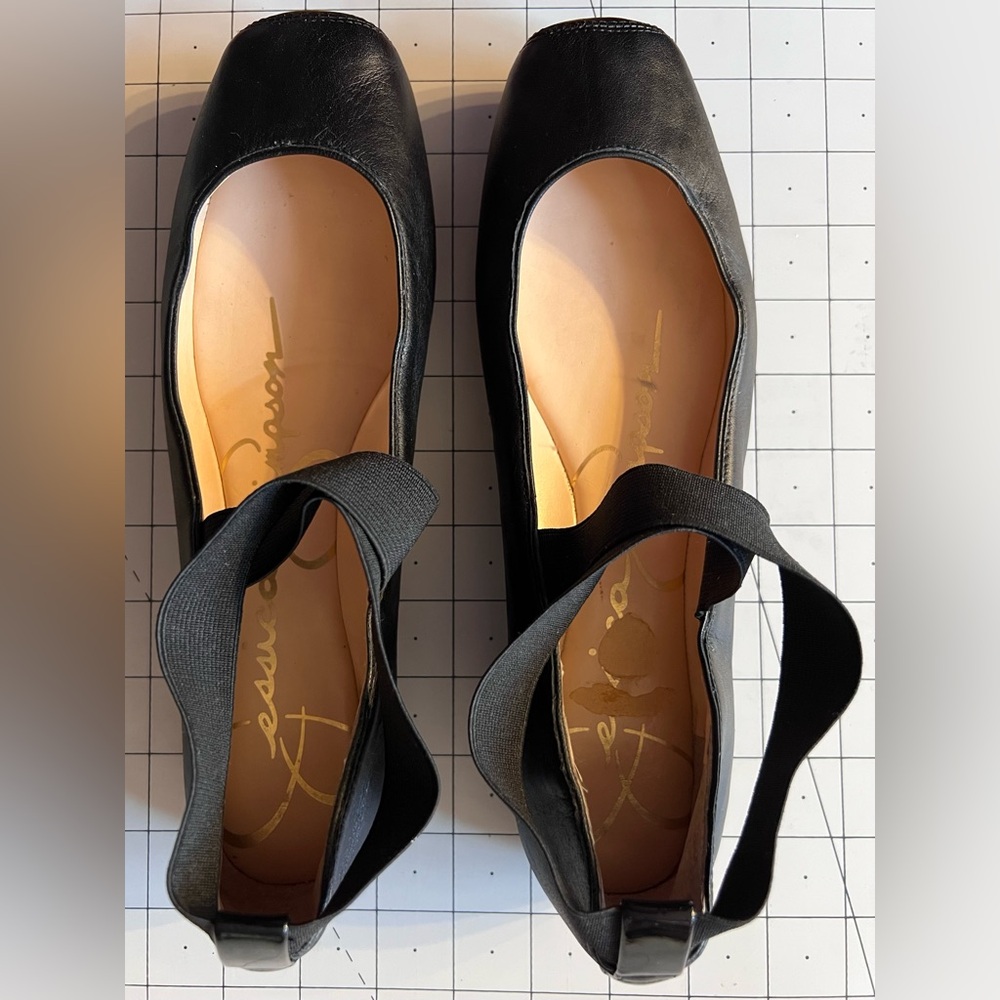 Jessica Simpson Mandalaye Ballet Flat Black With Cross Ankle Strap Size 9.5